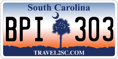 SC license plate BPI303