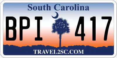 SC license plate BPI417