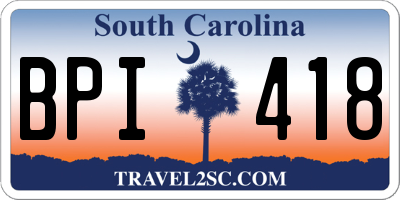 SC license plate BPI418