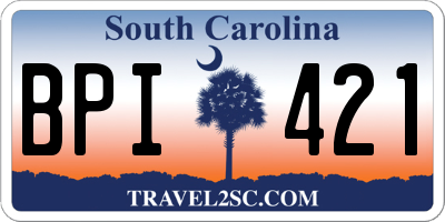 SC license plate BPI421