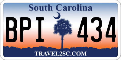 SC license plate BPI434