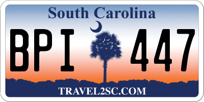 SC license plate BPI447