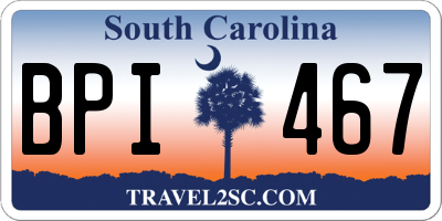SC license plate BPI467