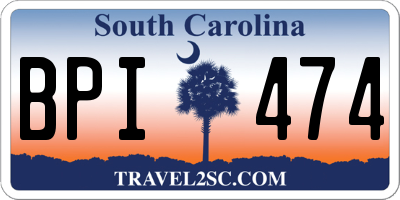 SC license plate BPI474