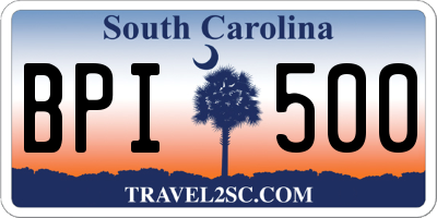 SC license plate BPI500