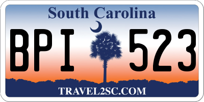 SC license plate BPI523