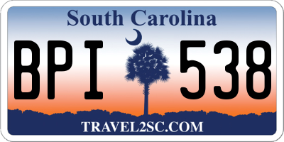 SC license plate BPI538