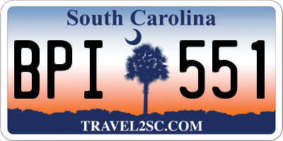SC license plate BPI551
