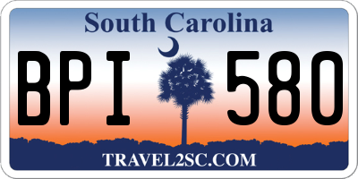 SC license plate BPI580