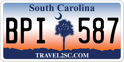 SC license plate BPI587
