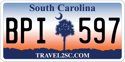 SC license plate BPI597