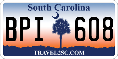 SC license plate BPI608