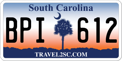 SC license plate BPI612