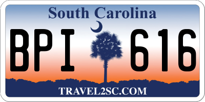 SC license plate BPI616