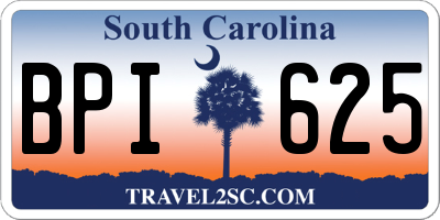 SC license plate BPI625