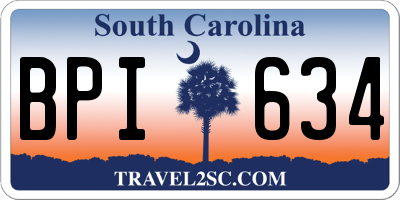 SC license plate BPI634