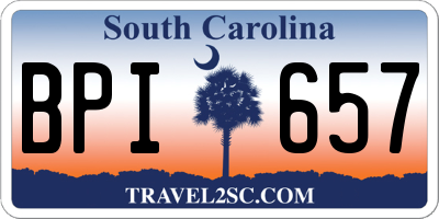 SC license plate BPI657