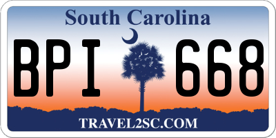 SC license plate BPI668