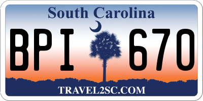 SC license plate BPI670