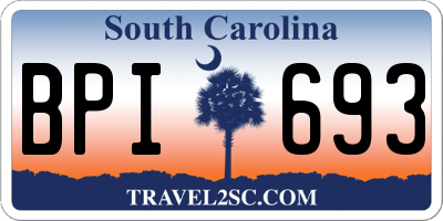 SC license plate BPI693