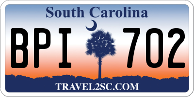 SC license plate BPI702