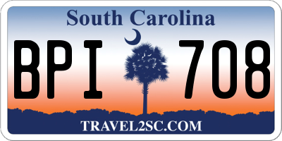 SC license plate BPI708