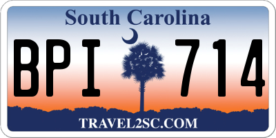 SC license plate BPI714
