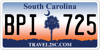 SC license plate BPI725