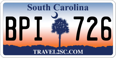 SC license plate BPI726