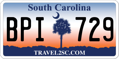 SC license plate BPI729