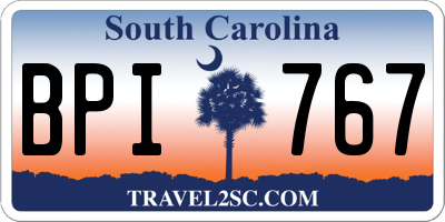 SC license plate BPI767