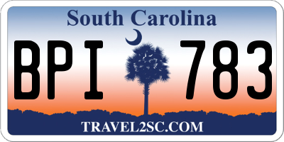 SC license plate BPI783