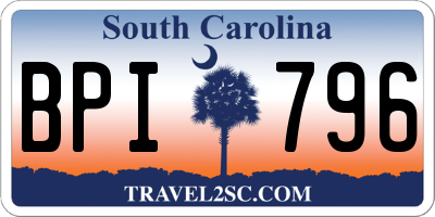 SC license plate BPI796