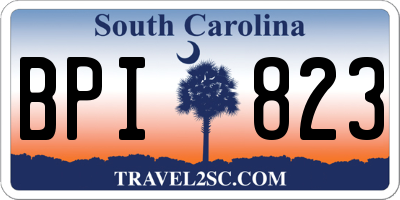 SC license plate BPI823