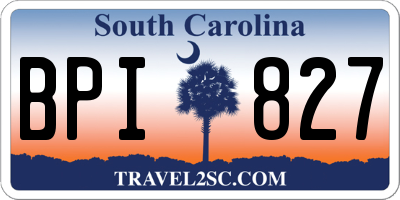 SC license plate BPI827