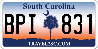 SC license plate BPI831