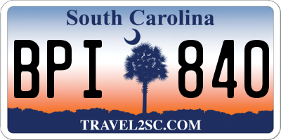 SC license plate BPI840