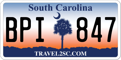 SC license plate BPI847