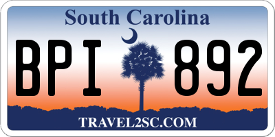SC license plate BPI892