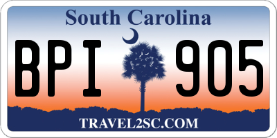 SC license plate BPI905