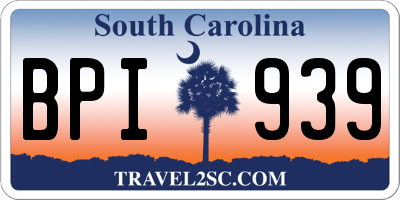 SC license plate BPI939