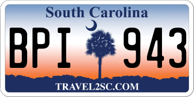SC license plate BPI943