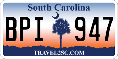 SC license plate BPI947