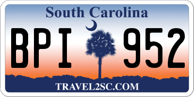 SC license plate BPI952
