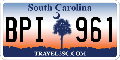 SC license plate BPI961