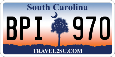 SC license plate BPI970