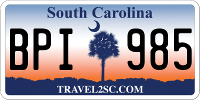 SC license plate BPI985