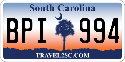 SC license plate BPI994