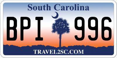 SC license plate BPI996