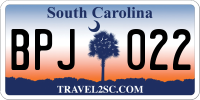 SC license plate BPJ022